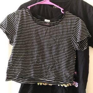 black and white striped cropped tshirt